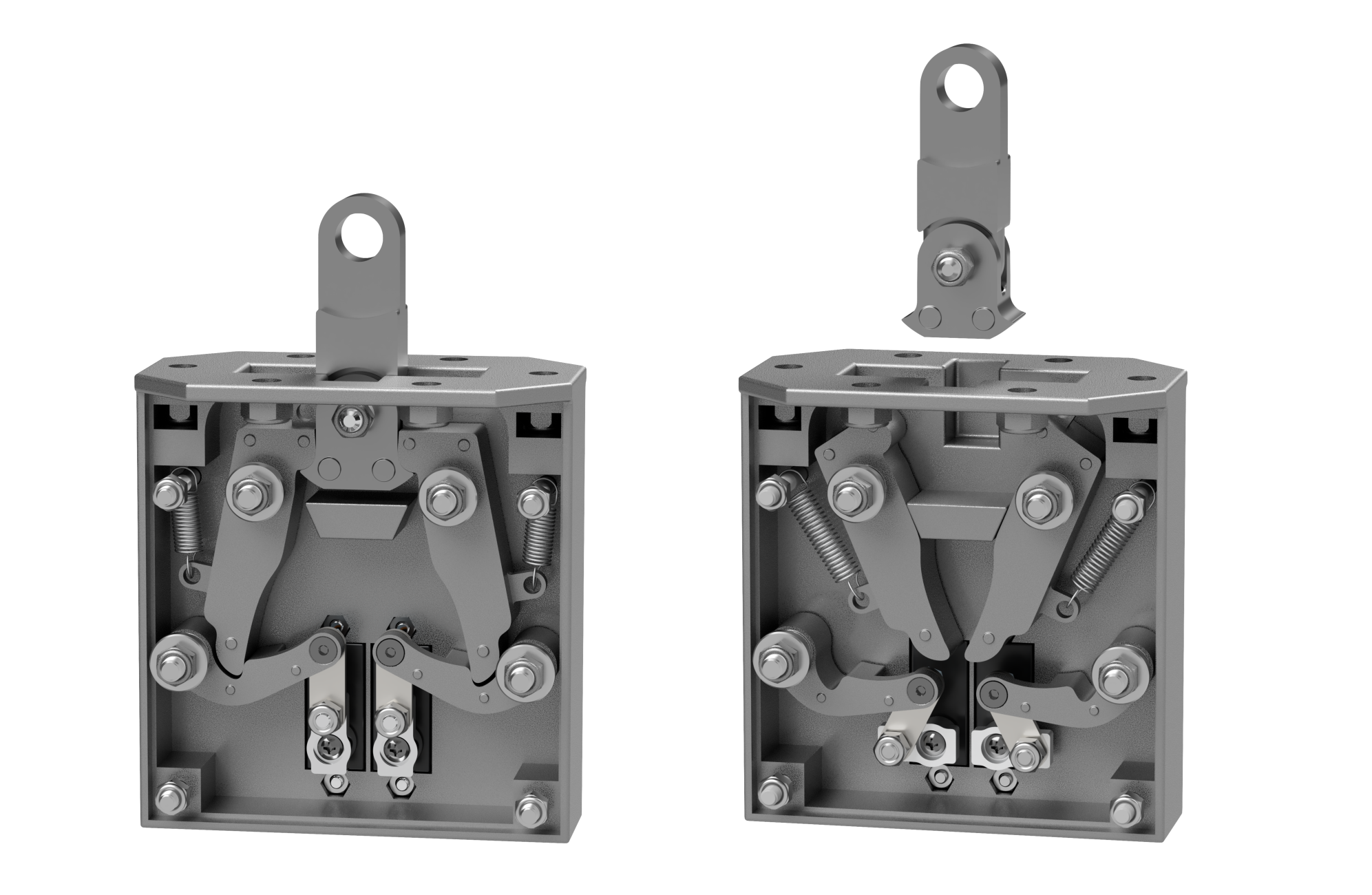 Render of the HDRM in locked (left) and released (right) positions